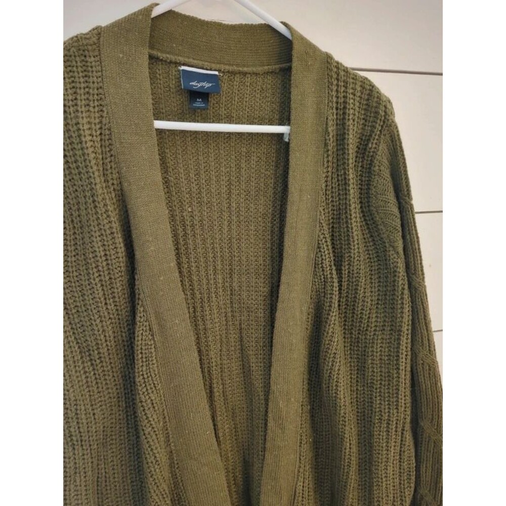 Olive green tunic length cardigan day trip medium women's fall